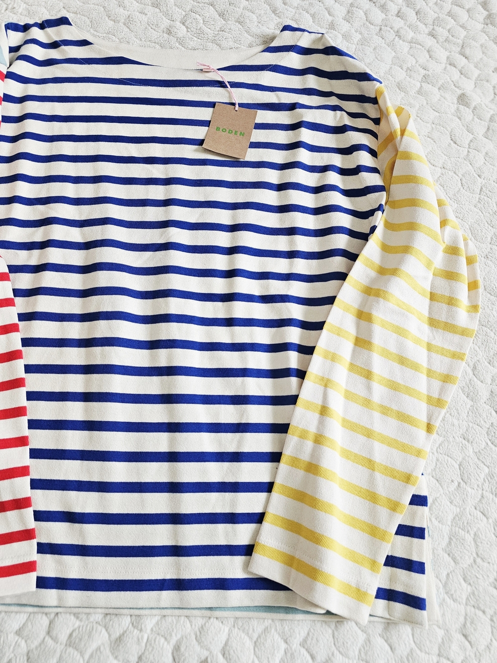 New Boden Women's Multi-Stripe Long Sleeve Top - Blue/Red/Yellow - Picture 3 of 9